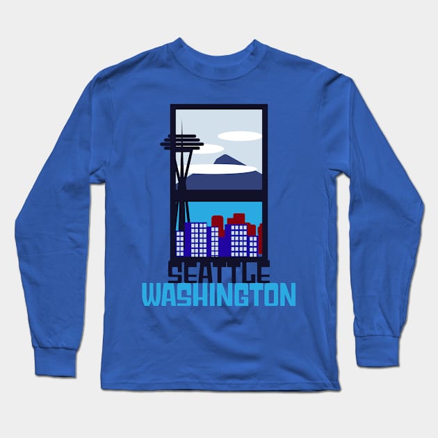 Seattle Skyline T-Shirt Long Sleeve T-Shirt by Clever City Creations